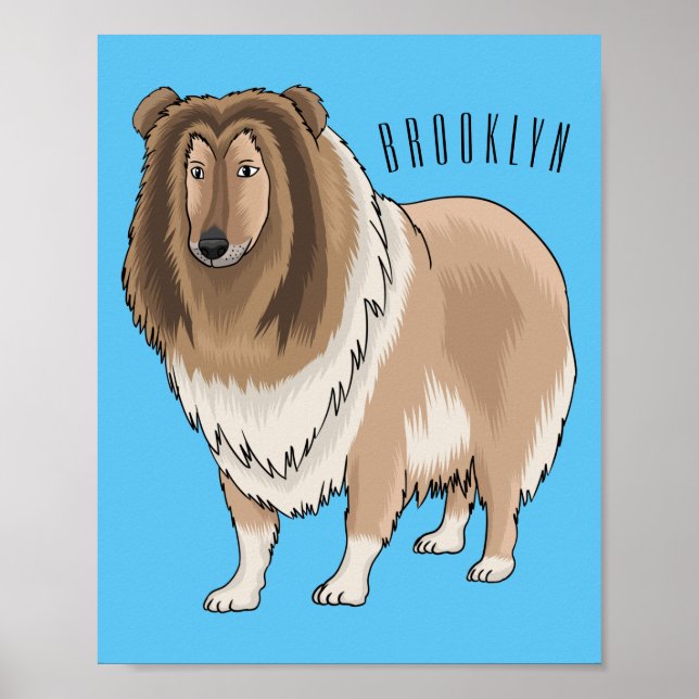 Affiche Illustration de chien Rough collie (Devant)