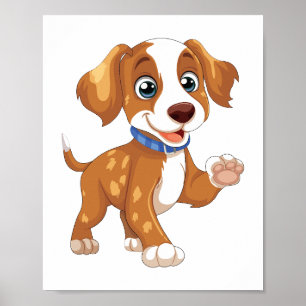 Affiche Illustration de chiot en jeu Imprimable&Sticker