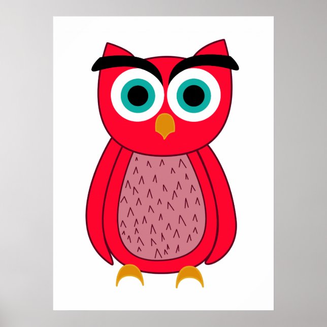Affiche Illustration de chouette rose mignonne (Devant)
