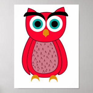 Affiche Illustration de chouette rose mignonne