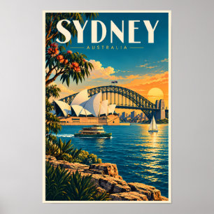 Affiche Illustration de coucher de soleil à Sydney Austral