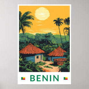 Affiche Illustration de coucher de soleil au Bénin Art de