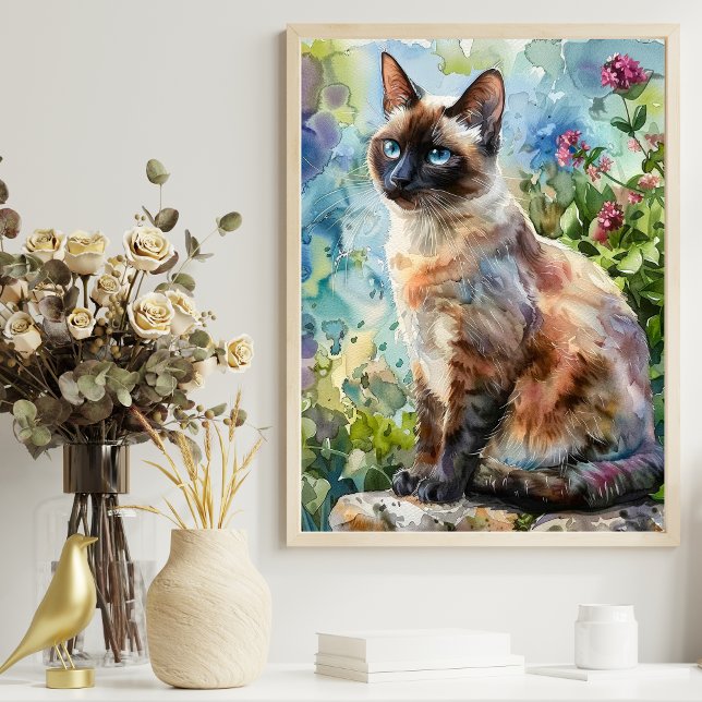AFFICHE ILLUSTRATION DE COULEUR D'EAU CAT ADORABLE (Créateur téléchargé)
