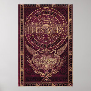 Affiche Illustration de couverture vintage de Jules Vern "