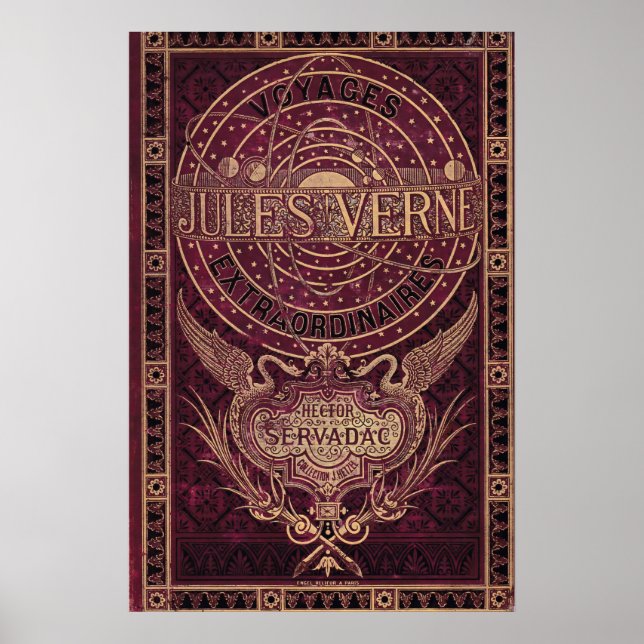Affiche Illustration de couverture vintage de Jules Vern " (Devant)