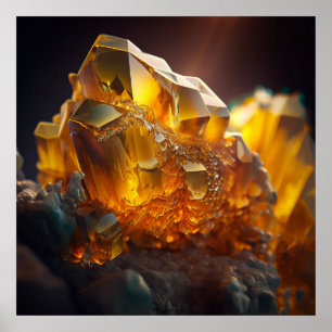 Affiche Illustration de cristal inspirée de la citrine dor