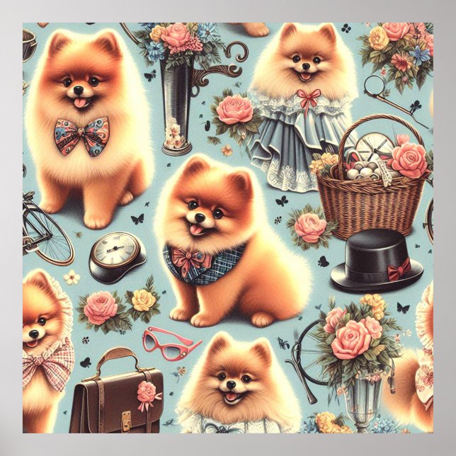 Affiche Illustration de Cute Pomeranian (Devant)