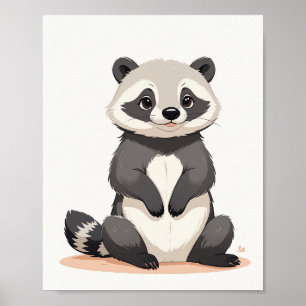 Affiche Illustration de Cute Raccoon