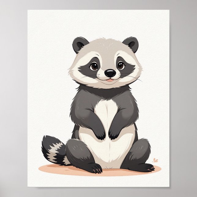 Affiche Illustration de Cute Raccoon (Devant)