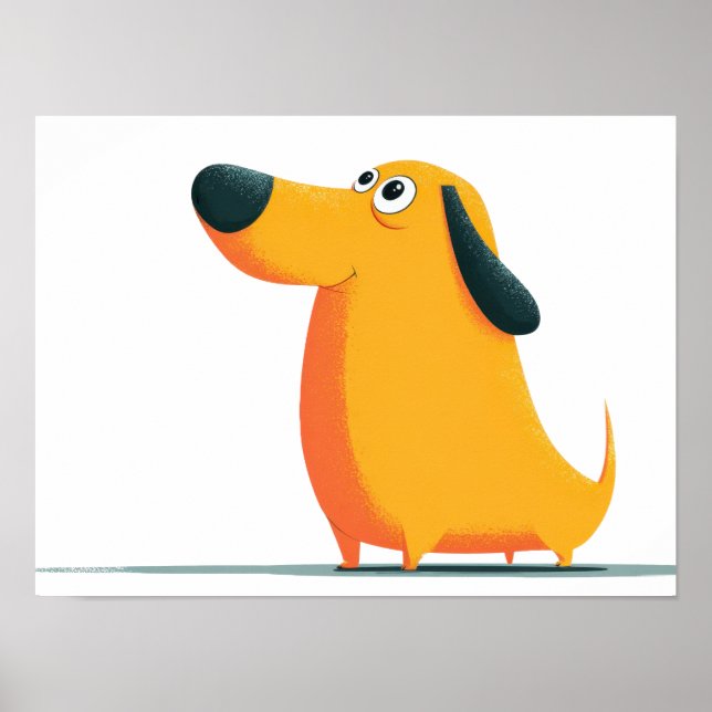 Affiche Illustration de dachshund de dessin animé mignon – (Devant)
