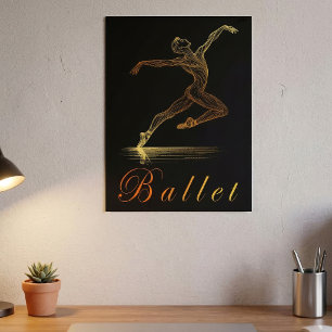 Affiche Illustration de danseuse de ballet élégante en lig