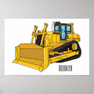 Affiche Illustration de dessin animé Bulldozer