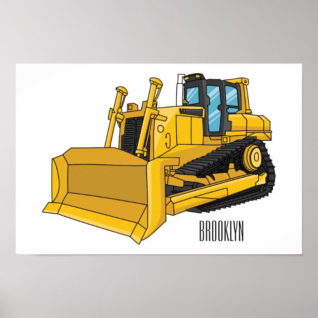 Affiche Illustration de dessin animé Bulldozer (Devant)