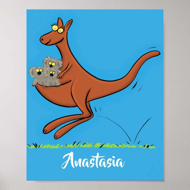 Affiche Illustration de dessin animé Cute kangaroo et koal (Devant)