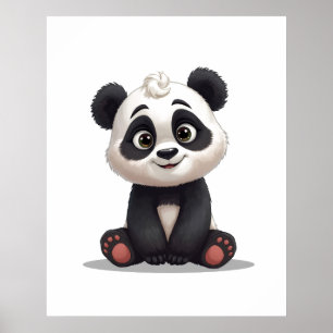 Affiche Illustration de dessin animé d'ours panda assis