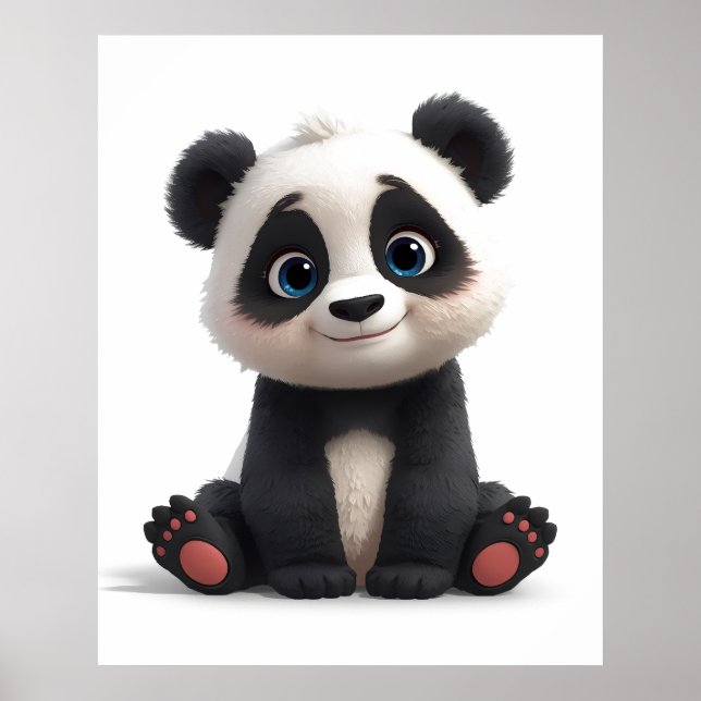 Affiche Illustration de dessin animé d'ours panda assis (Devant)