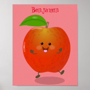 Affiche Illustration de dessin animé sur la pomme de danse
