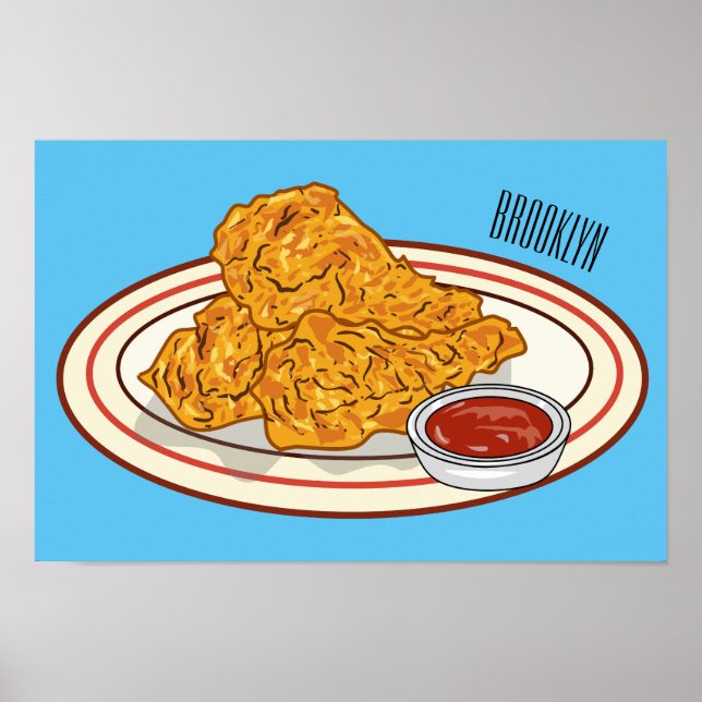 Affiche Illustration de dessin animé sur le poulet frit (Devant)