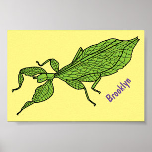 Affiche Illustration de dessin d'insecte des feuilles vert