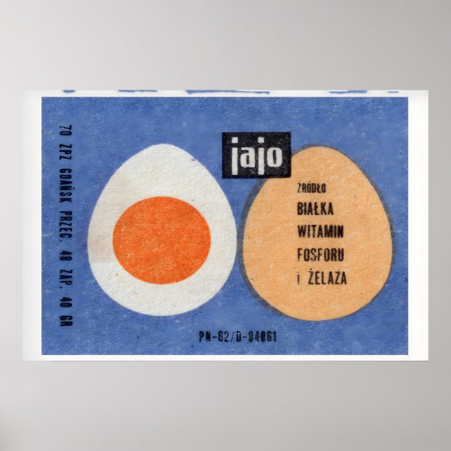 Affiche Illustration de deux œufs, un entier Pologne (Devant)