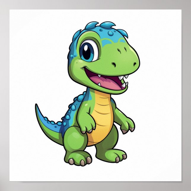 Affiche Illustration de dinosaure de dessin (Devant)