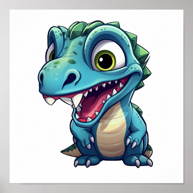 Affiche Illustration de dinosaure de dessin (Devant)