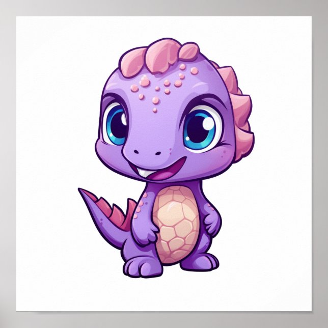 Affiche Illustration de dinosaure de dessin (Devant)