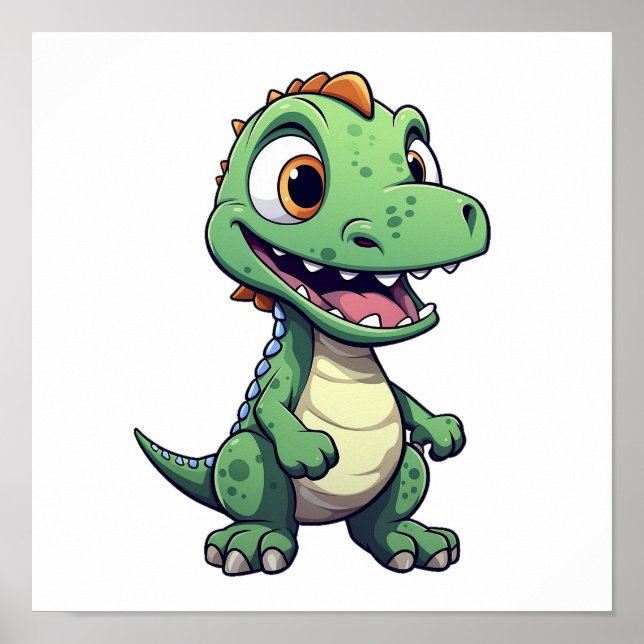 Affiche Illustration de dinosaure de dessin (Devant)