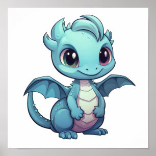 Affiche Illustration de dragon de dessin animé