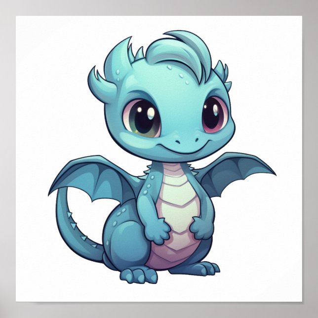 Affiche Illustration de dragon de dessin animé (Devant)