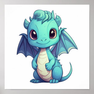 Affiche Illustration de dragon de dessin animé