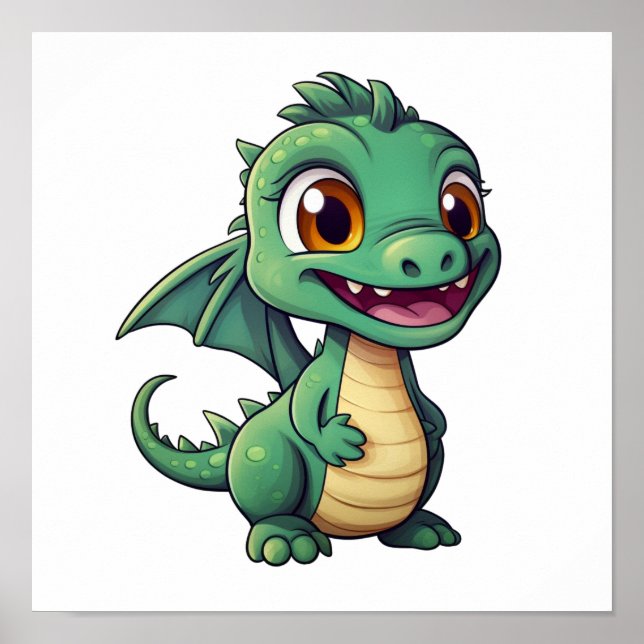 Affiche Illustration de dragon de dessin animé (Devant)