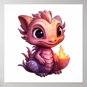 Affiche Illustration de dragon de dessin animé