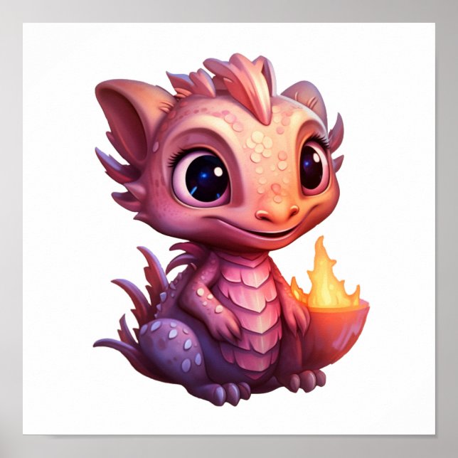 Affiche Illustration de dragon de dessin animé (Devant)