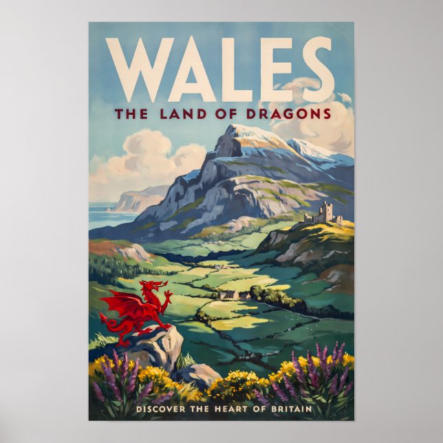 Affiche Illustration de dragon du Pays de Galles Art de vo (Devant)