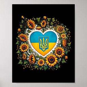 Affiche Illustration de drapeau ukrainien et tournesols 1