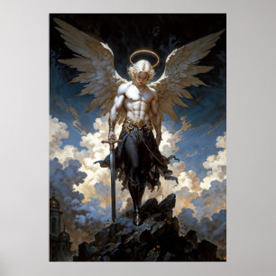 Affiche Illustration de fantaisie de l'Archange Michel