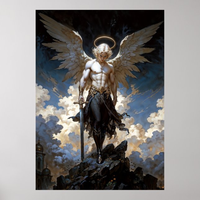 Affiche Illustration de fantaisie de l'Archange Michel (Devant)