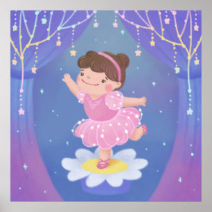 Affiche Illustration de fantaisie du rêve d'une ballerine