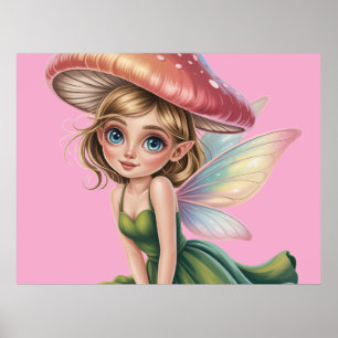 Affiche Illustration de fée forestière avec chapeau de cha