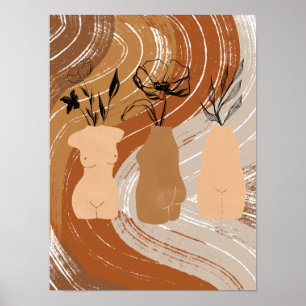 Affiche Illustration de femmes boho abstraites, tons terre