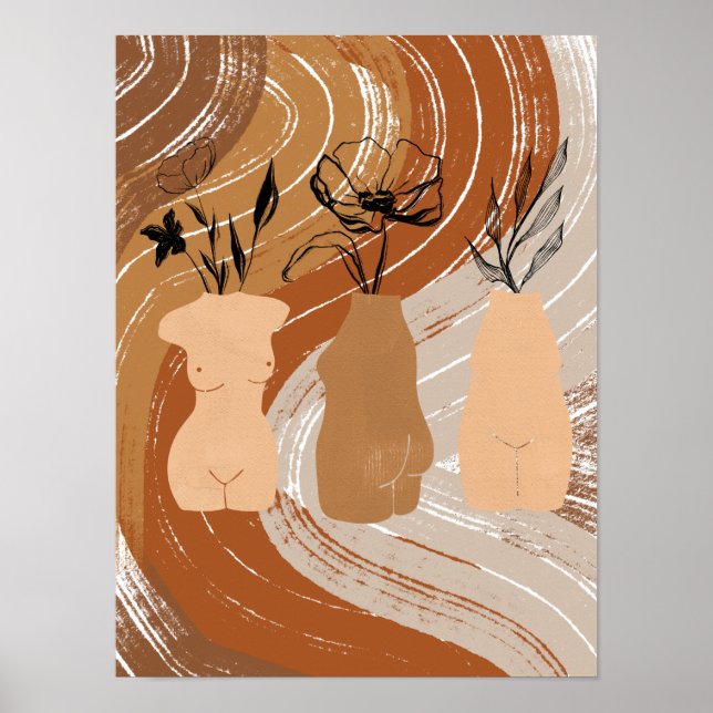 Affiche Illustration de femmes boho abstraites, tons terre (Devant)