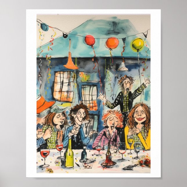 Affiche Illustration de fête amusante (Devant)