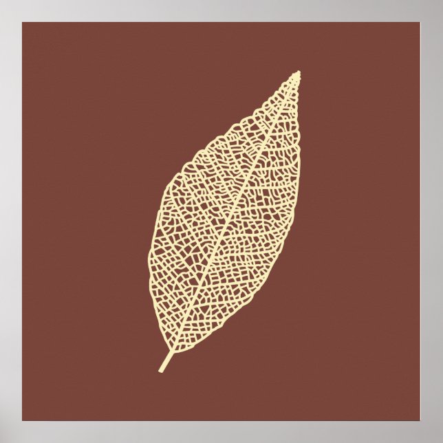 Affiche Illustration de feuille squelette marron et crème  (Devant)