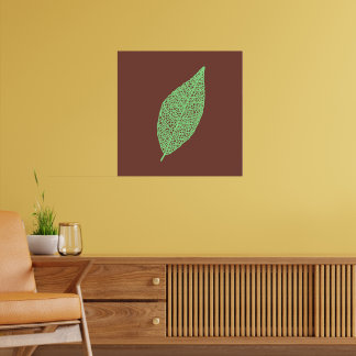 Affiche Illustration de feuille squelette marron et vert e