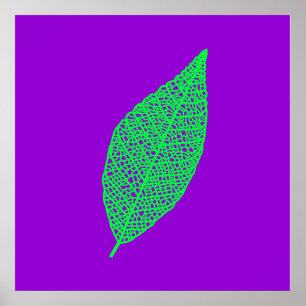 Affiche Illustration de feuille squelette violet et vert