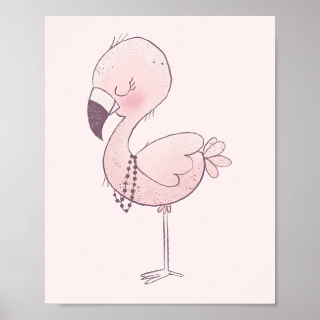 Affiche Illustration de Flamant rose rose mou (Devant)