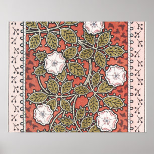 Affiche Illustration de fleur d'art de rose sauvage vintag