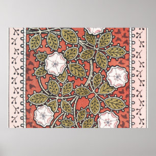 Affiche Illustration de fleur d'art de rose sauvage vintag