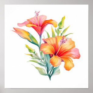 Affiche Illustration de fleur de dessin